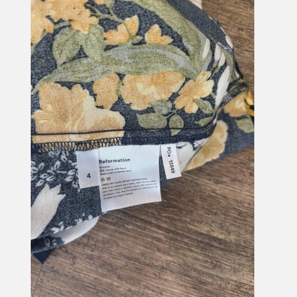 Reformation Navy and Yellow Floral Midi Dress - Picture 5 of 7